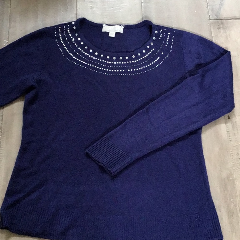 Navy blue sweater by Carolyn Taylor